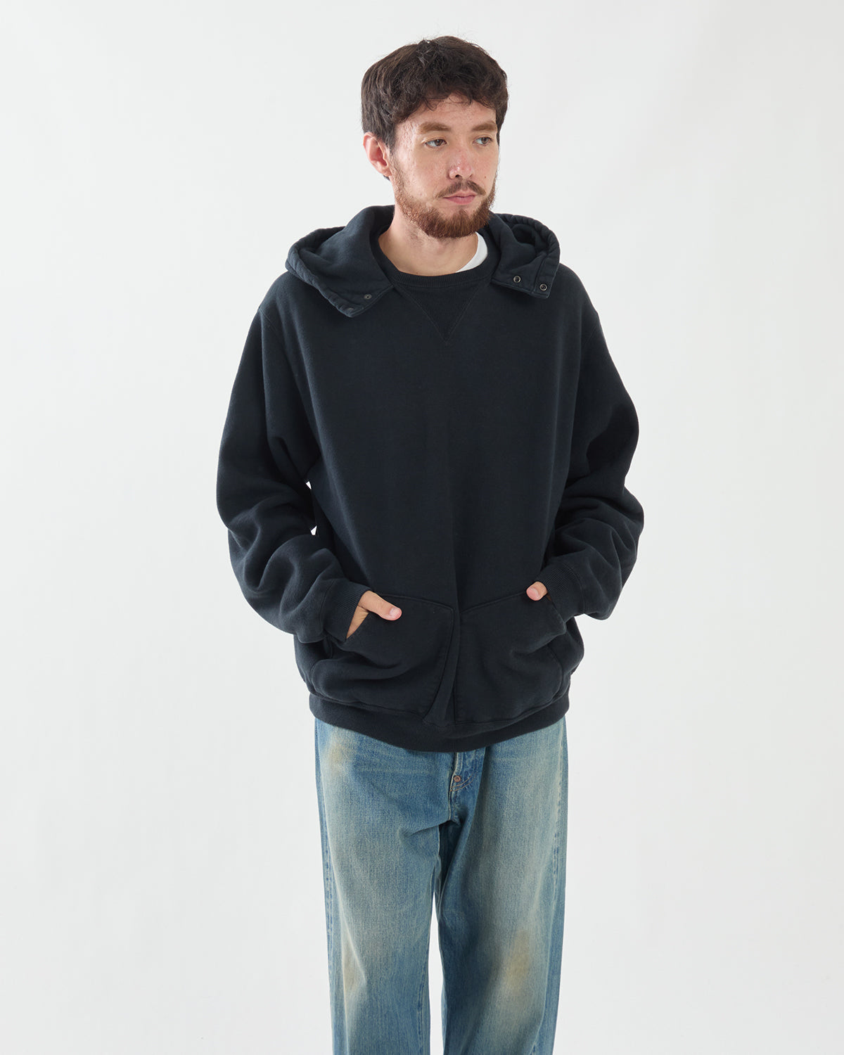 VINTAGE ATTACHED SNAP HOOD SWEAT PARKA