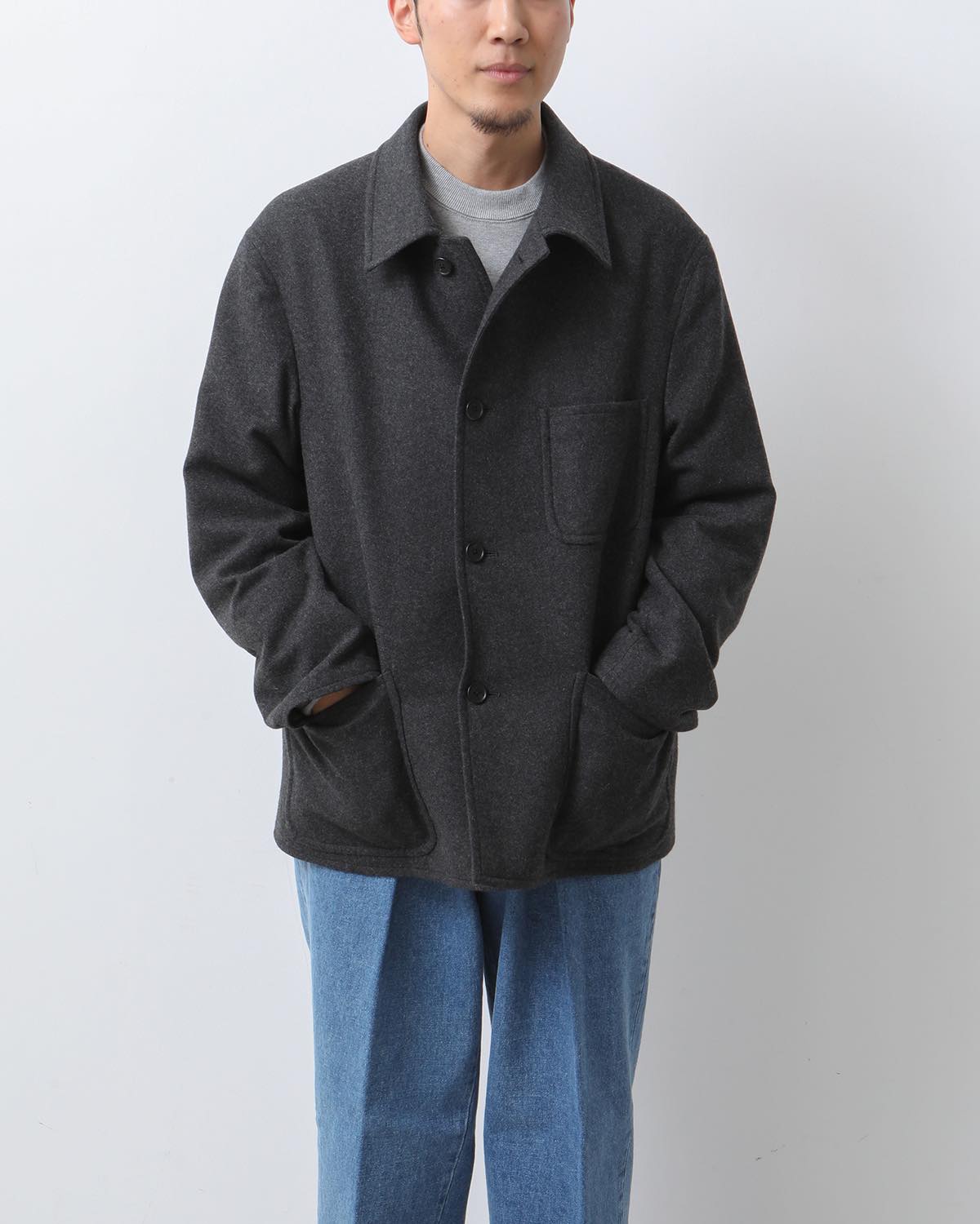 CASHMERE LIGHT FLANNEL COVERALL JACKET