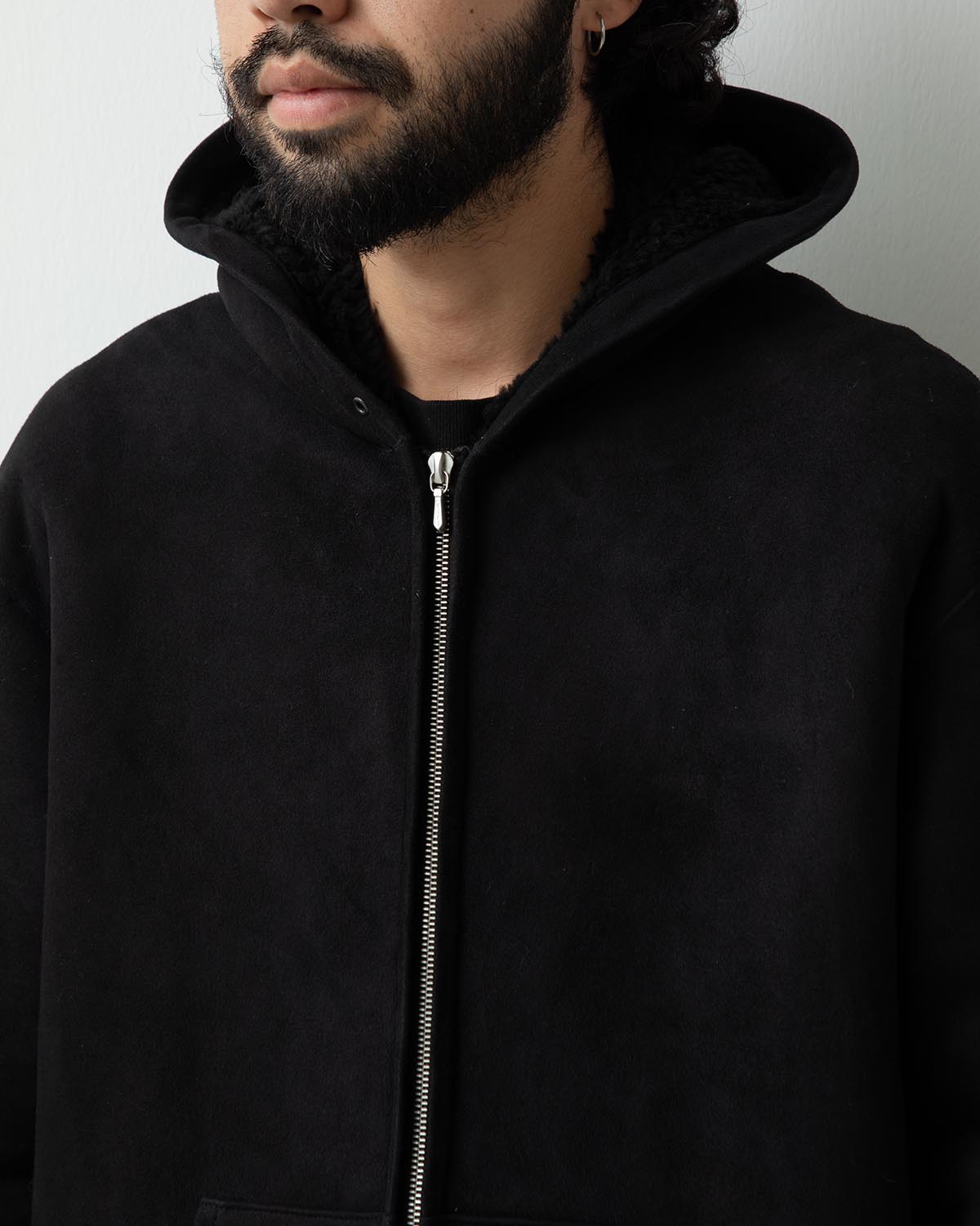 MOUTON ZIP LEATHER HOODIE