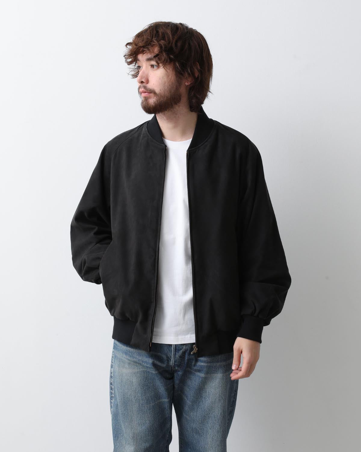 NUBUCK LEATHER RIB BLOUSON