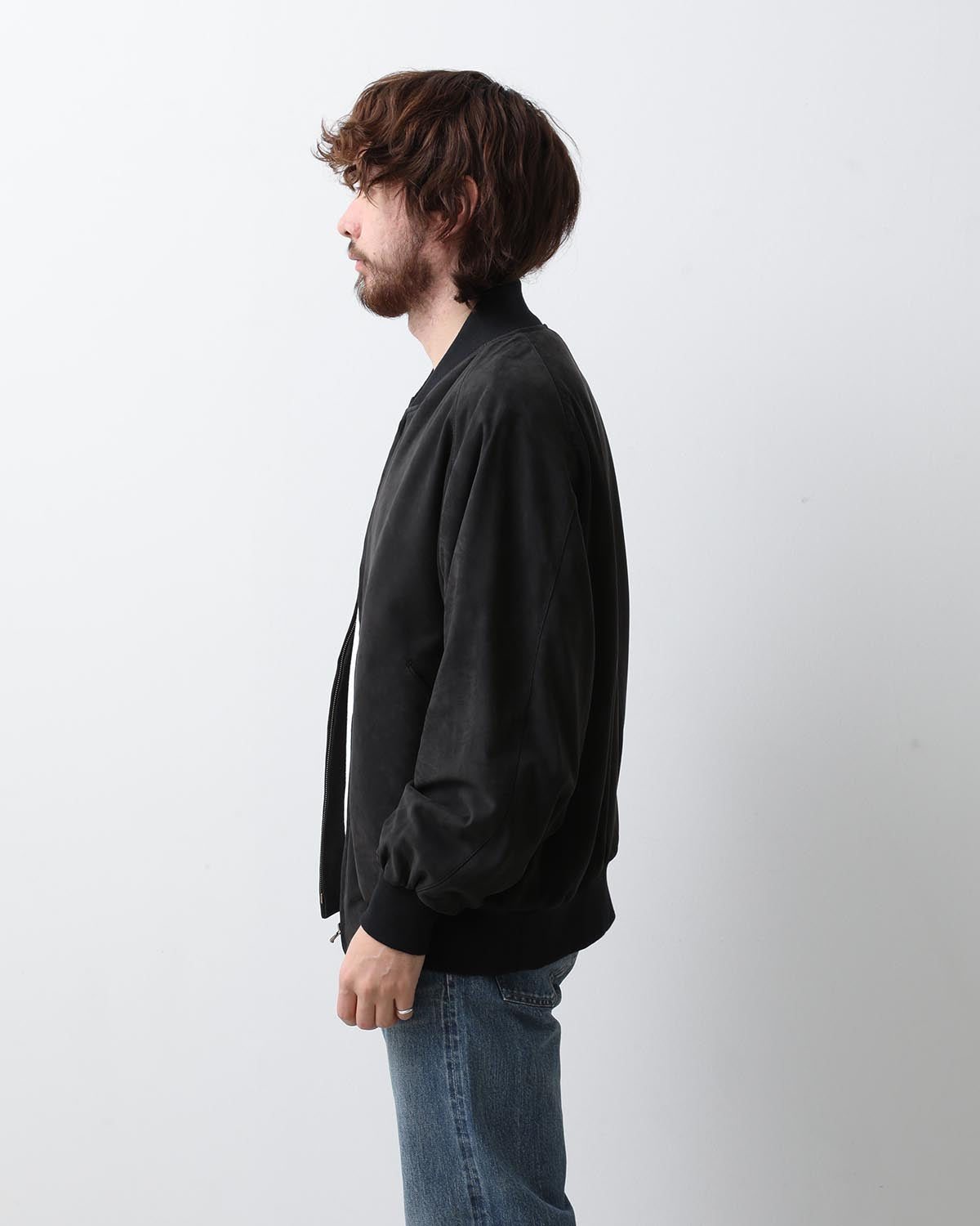 NUBUCK LEATHER RIB BLOUSON