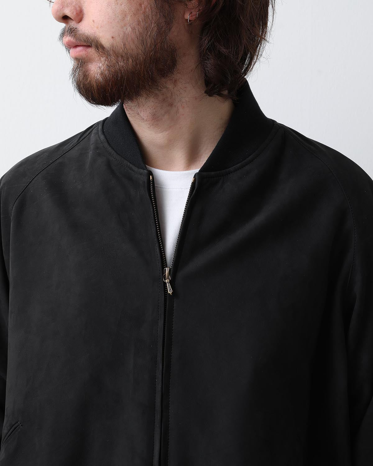 NUBUCK LEATHER RIB BLOUSON