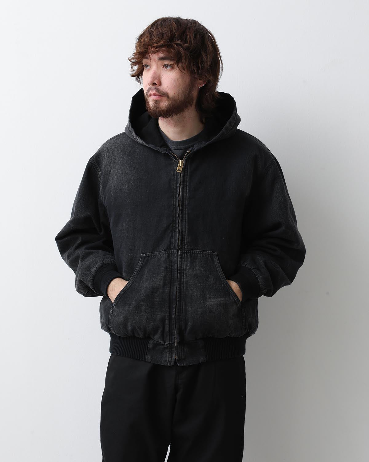 SILK LINEN HOODED PARKA