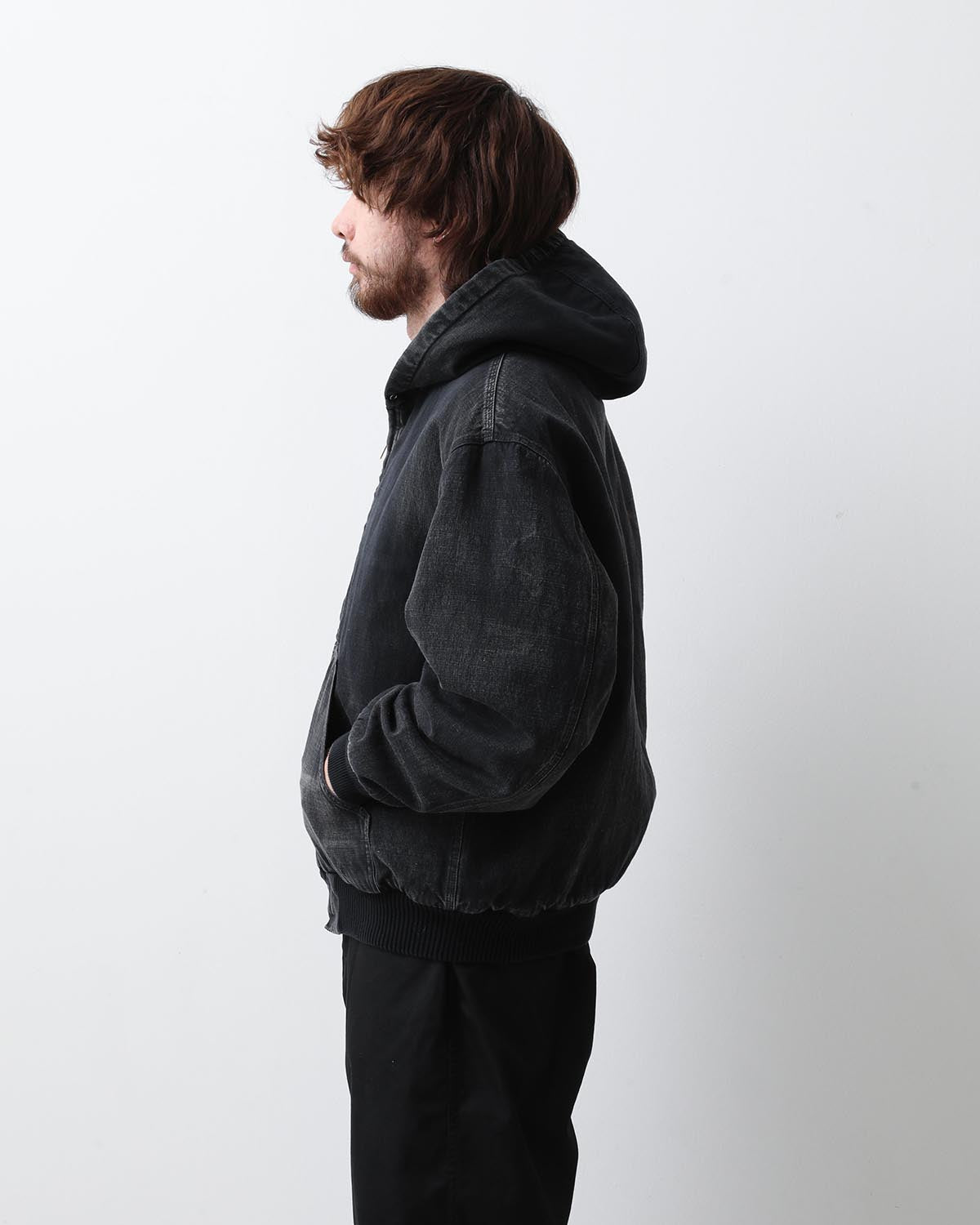 SILK LINEN HOODED PARKA