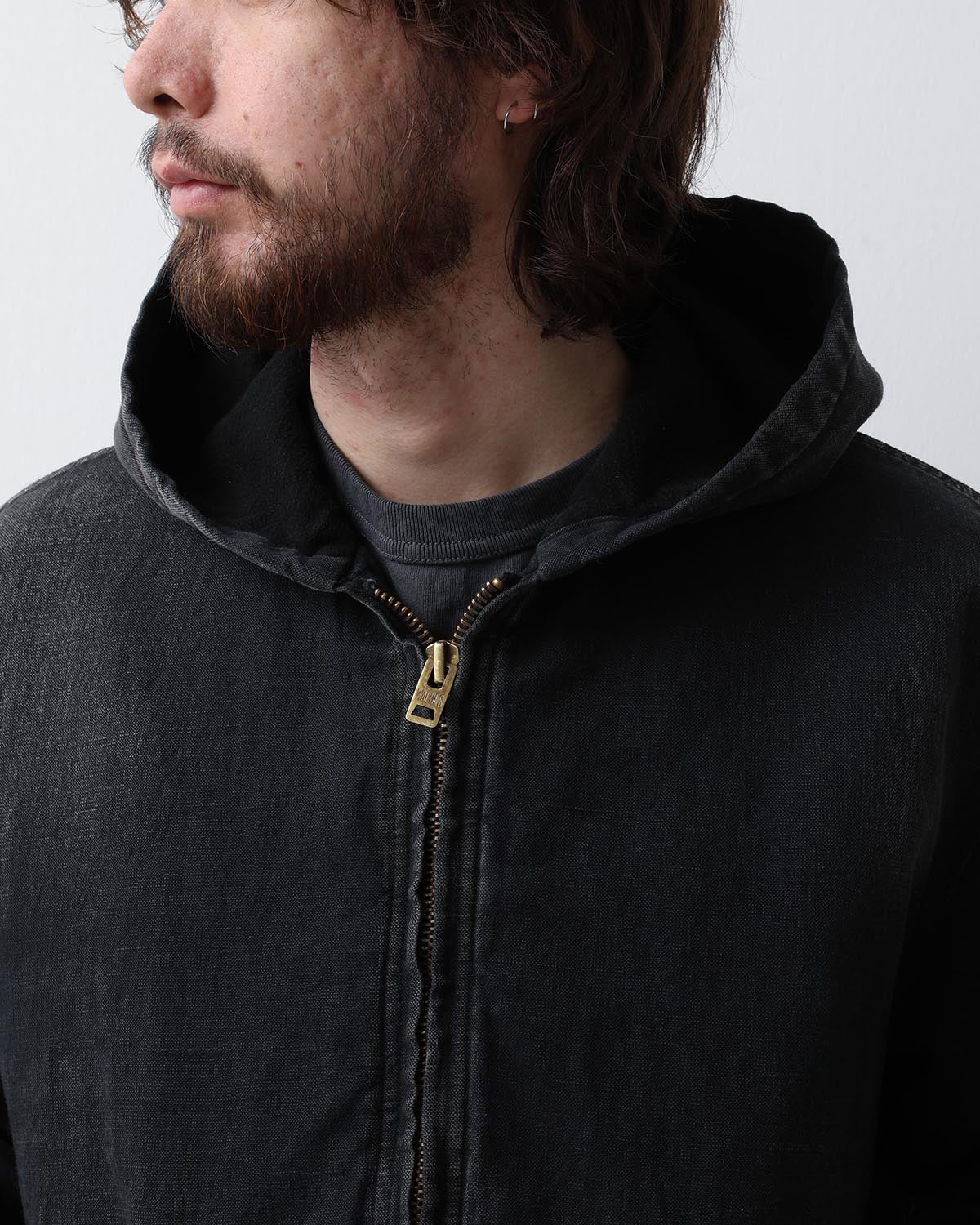 SILK LINEN HOODED PARKA