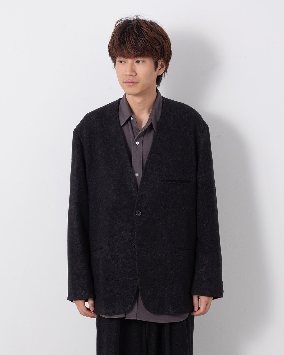 SILK CASHMERE TWEED COLLARLESS JACKET – COVERCHORD