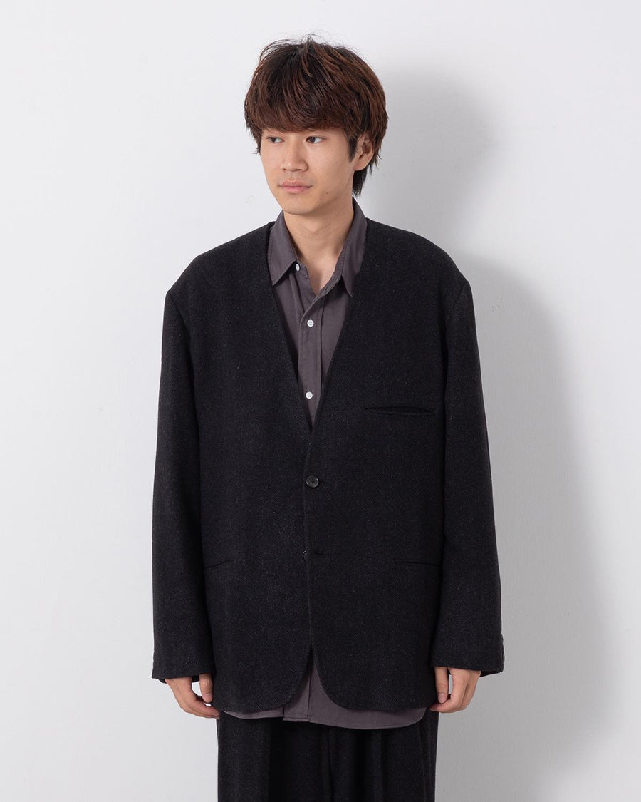 SILK CASHMERE TWEED COLLARLESS JACKET – COVERCHORD