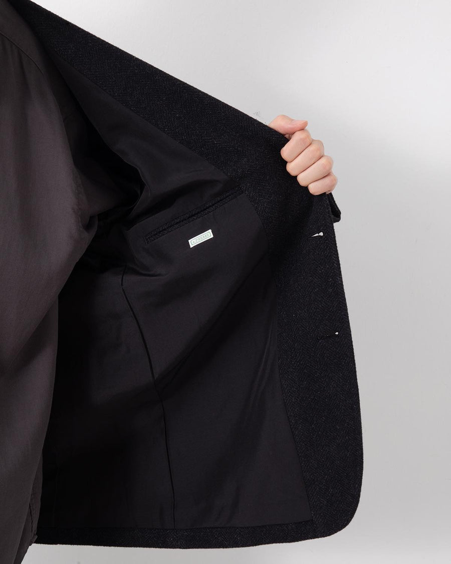 SILK CASHMERE TWEED COLLARLESS JACKET – COVERCHORD