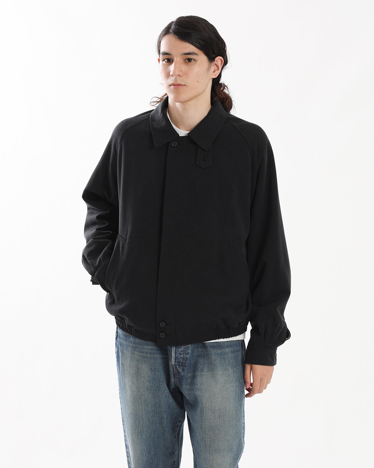 WASHED SILK HARRINGTON JACKET
