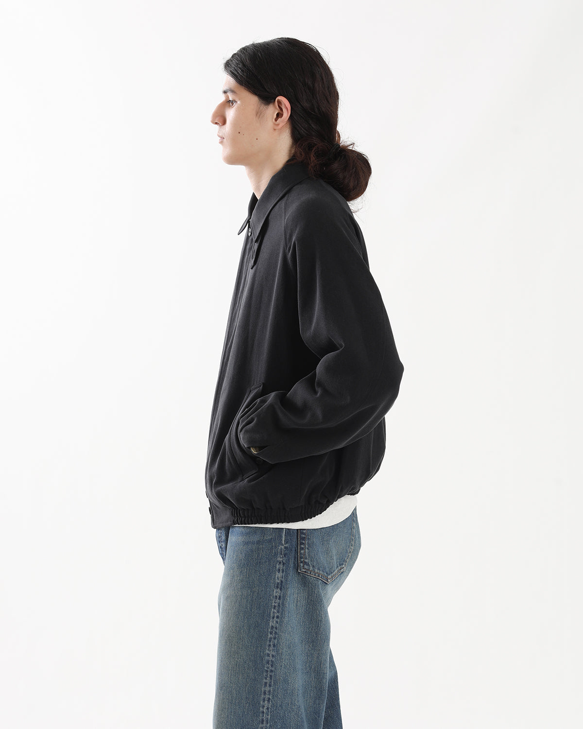 WASHED SILK HARRINGTON JACKET