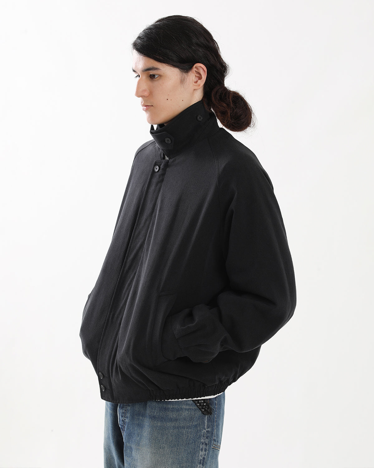 WASHED SILK HARRINGTON JACKET