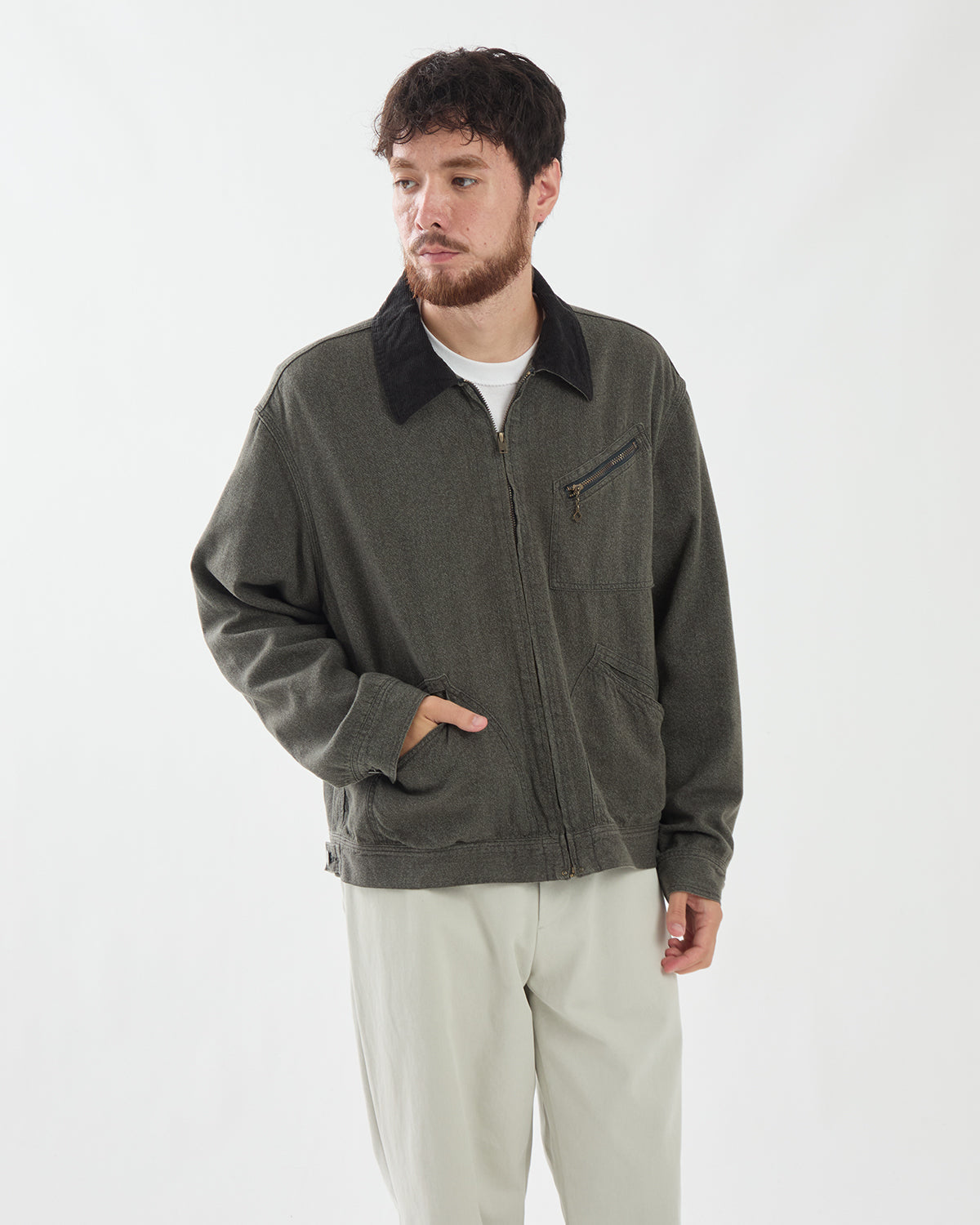 VINTAGE BLACK CHAMBRAY WORK JACKET