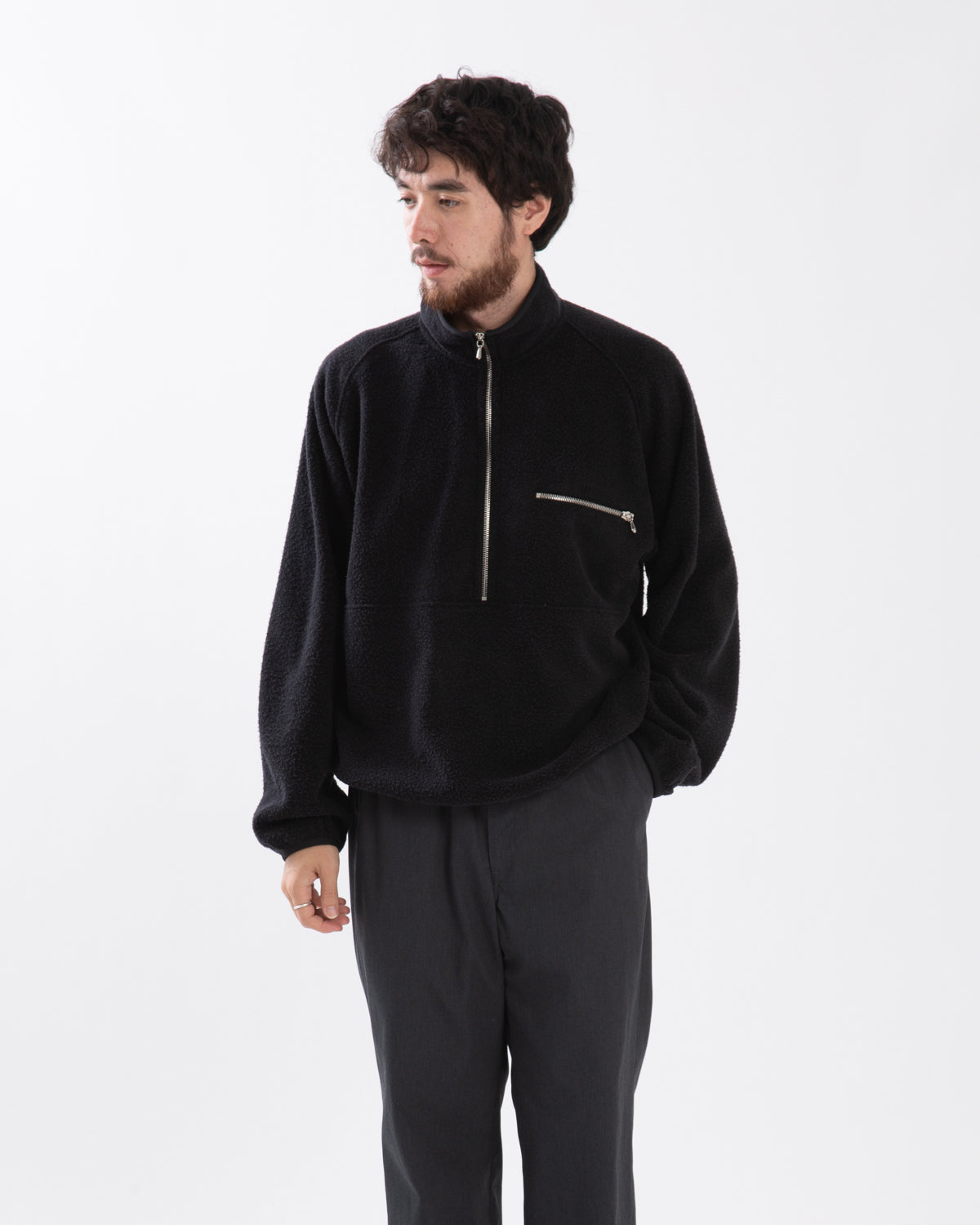 VINTAGE SILK FLEECE HARF ZIP JACKET