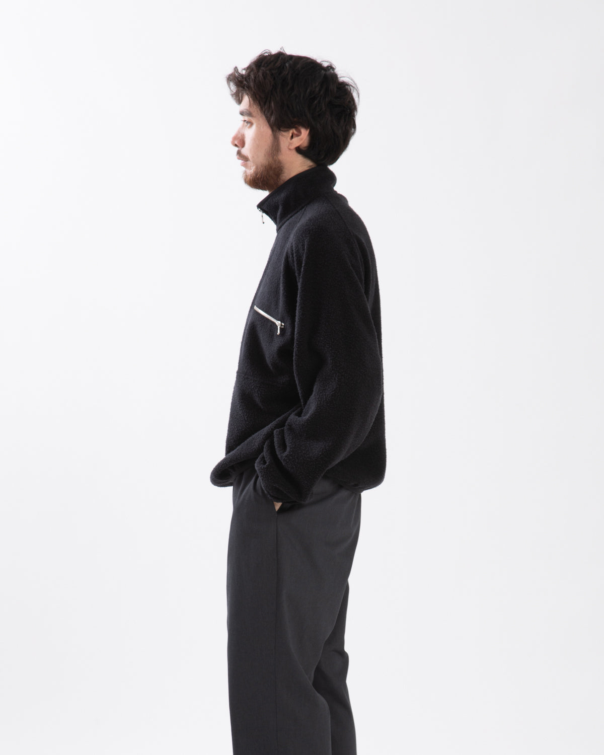 VINTAGE SILK FLEECE HARF ZIP JACKET
