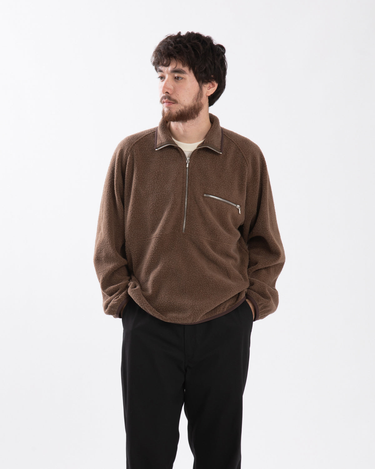 VINTAGE SILK FLEECE HARF ZIP JACKET