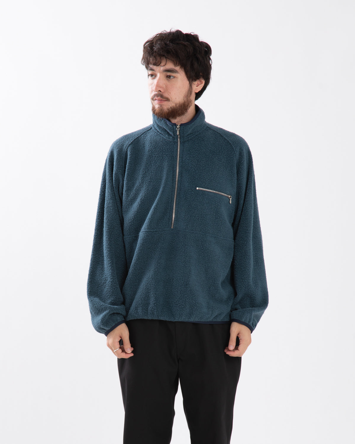 VINTAGE SILK FLEECE HARF ZIP JACKET