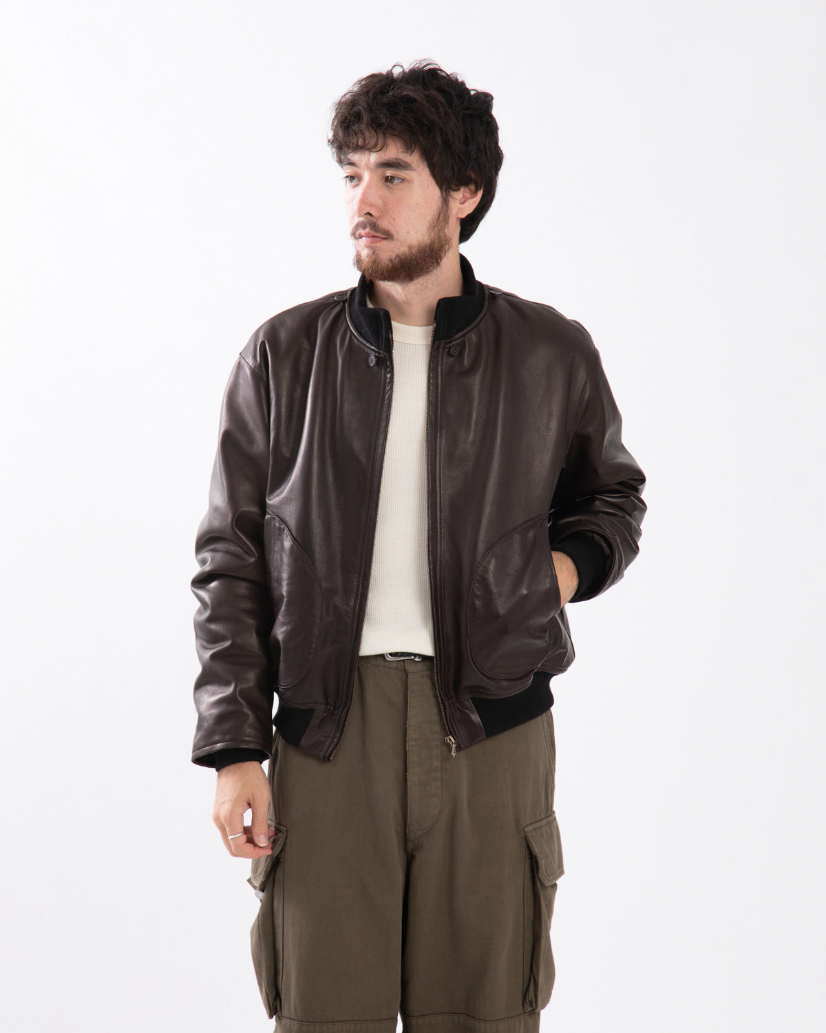 LEATHER WW2 SEABEES US NAVY DECK JACKET