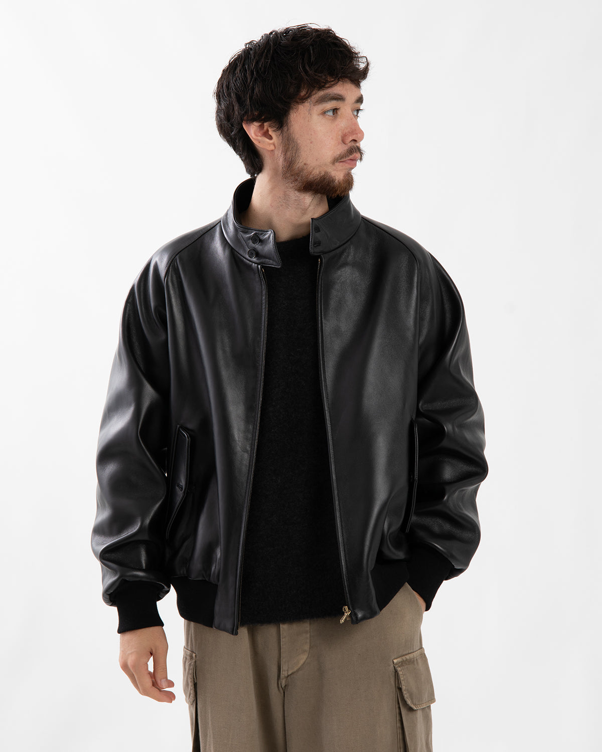LEATHER HARRINGTON JACKET