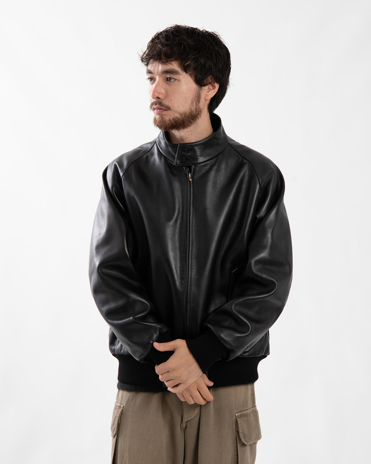 LEATHER HARRINGTON JACKET