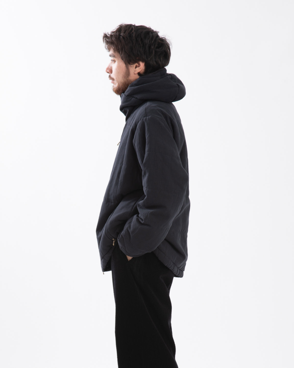 WASHED COTTON SILK LINEN PADDED JACKET