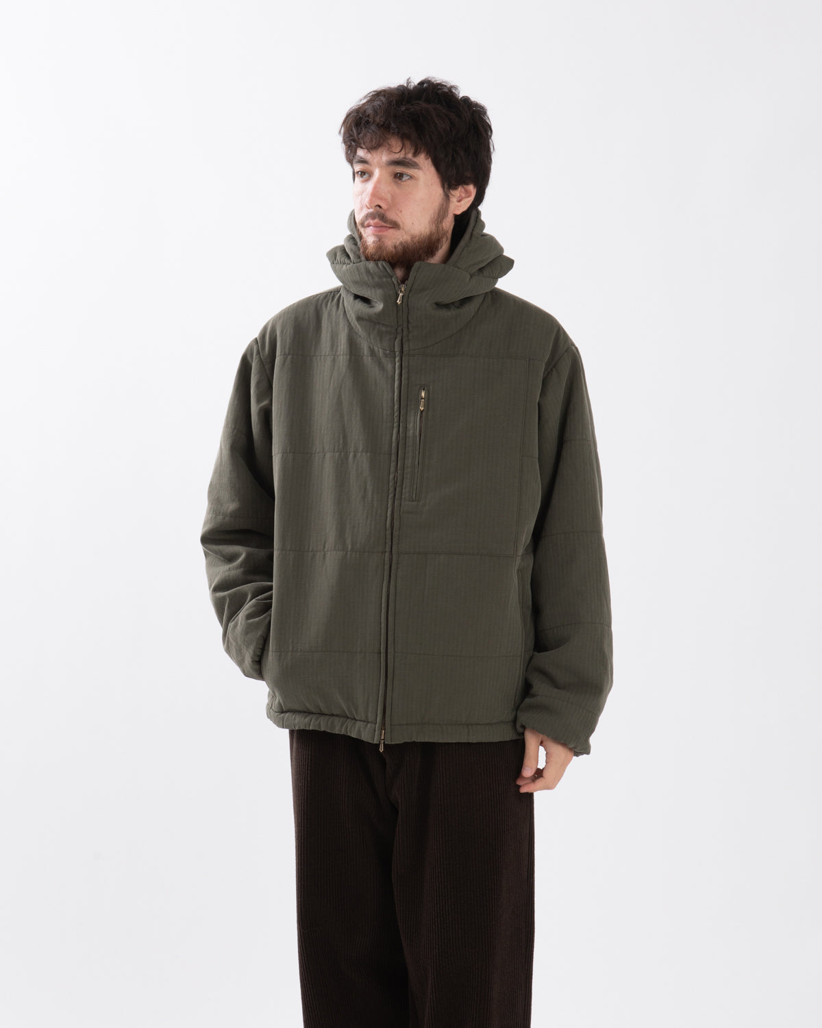 WASHED COTTON SILK LINEN PADDED JACKET