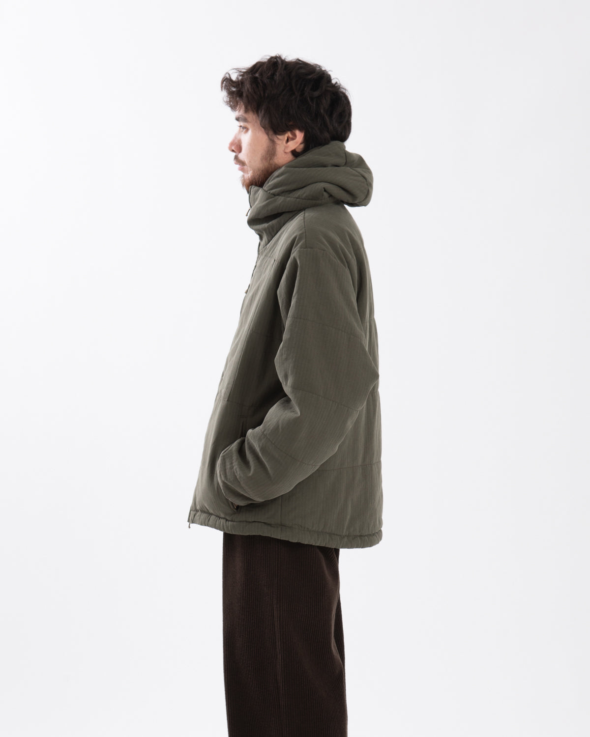 WASHED COTTON SILK LINEN PADDED JACKET