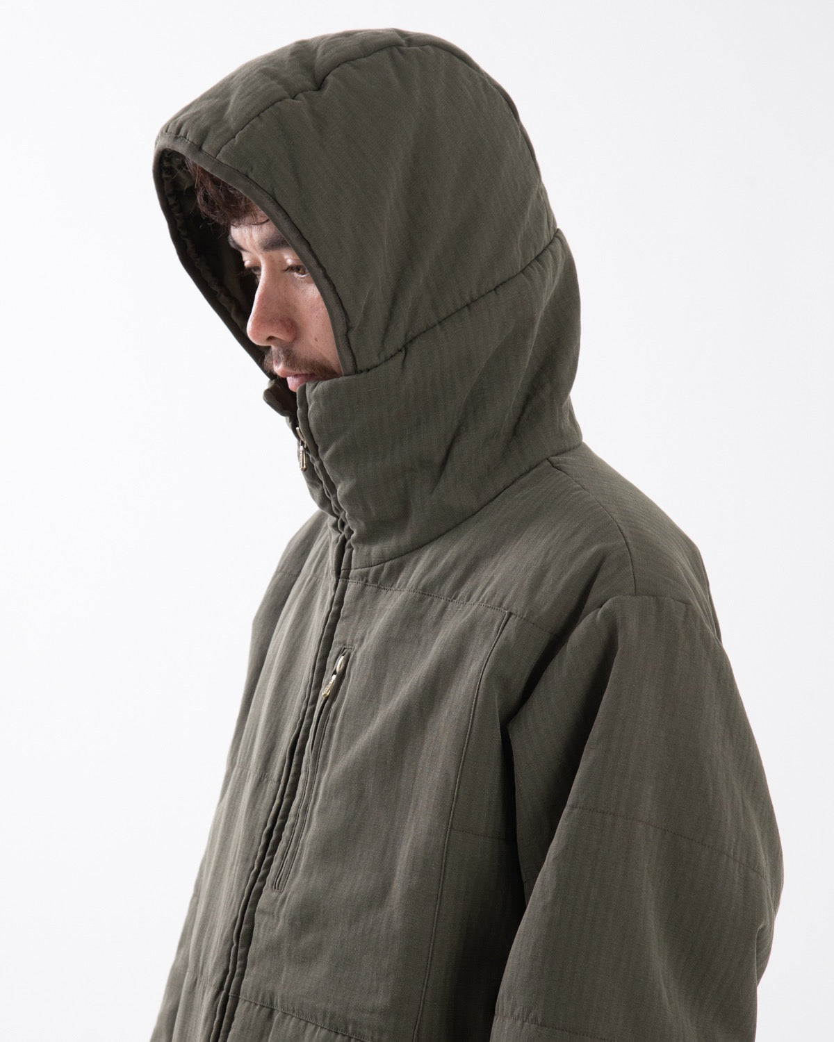 WASHED COTTON SILK LINEN PADDED JACKET