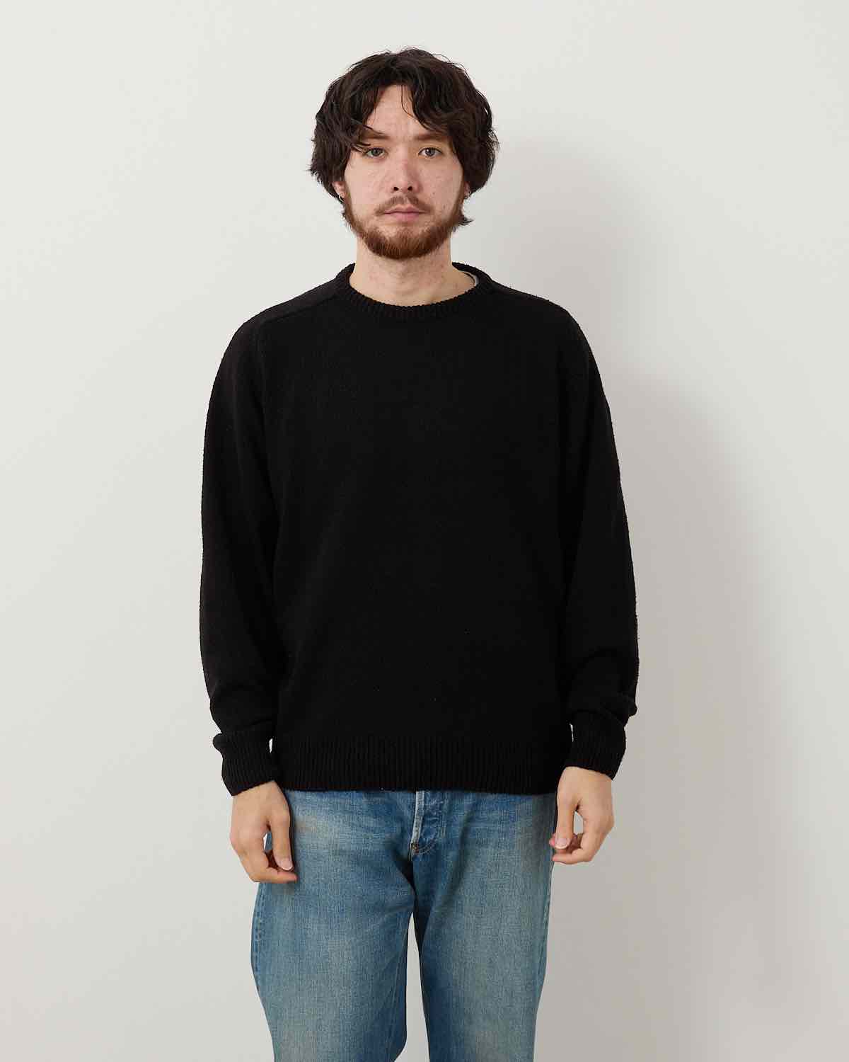 WASHED SILK NEP CREW NECK SWEATER
