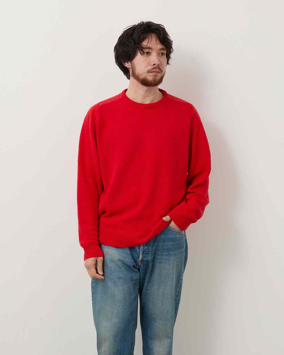 WASHED SILK NEP CREW NECK SWEATER