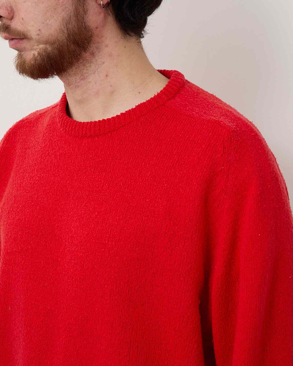 WASHED SILK NEP CREW NECK SWEATER