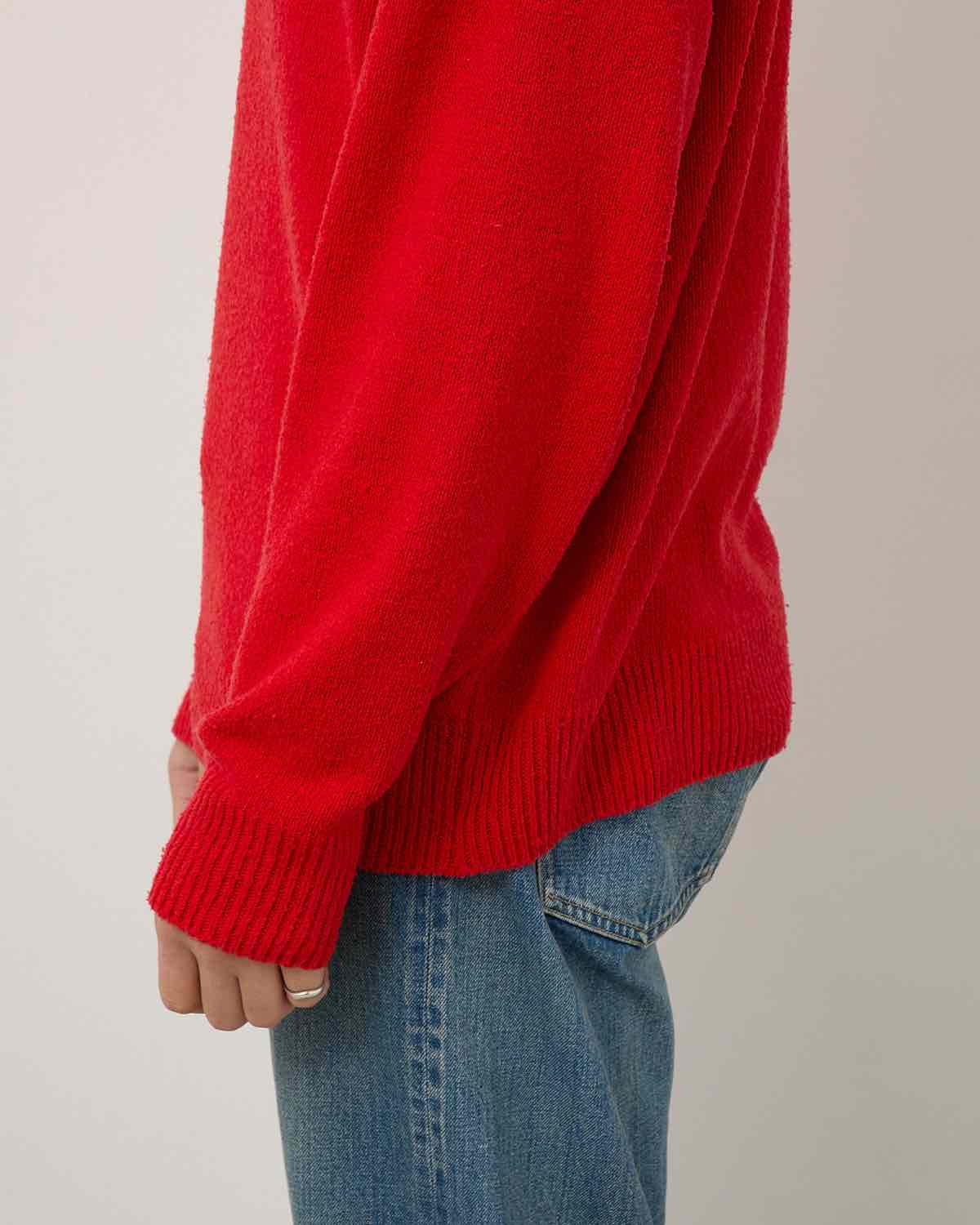 WASHED SILK NEP CREW NECK SWEATER