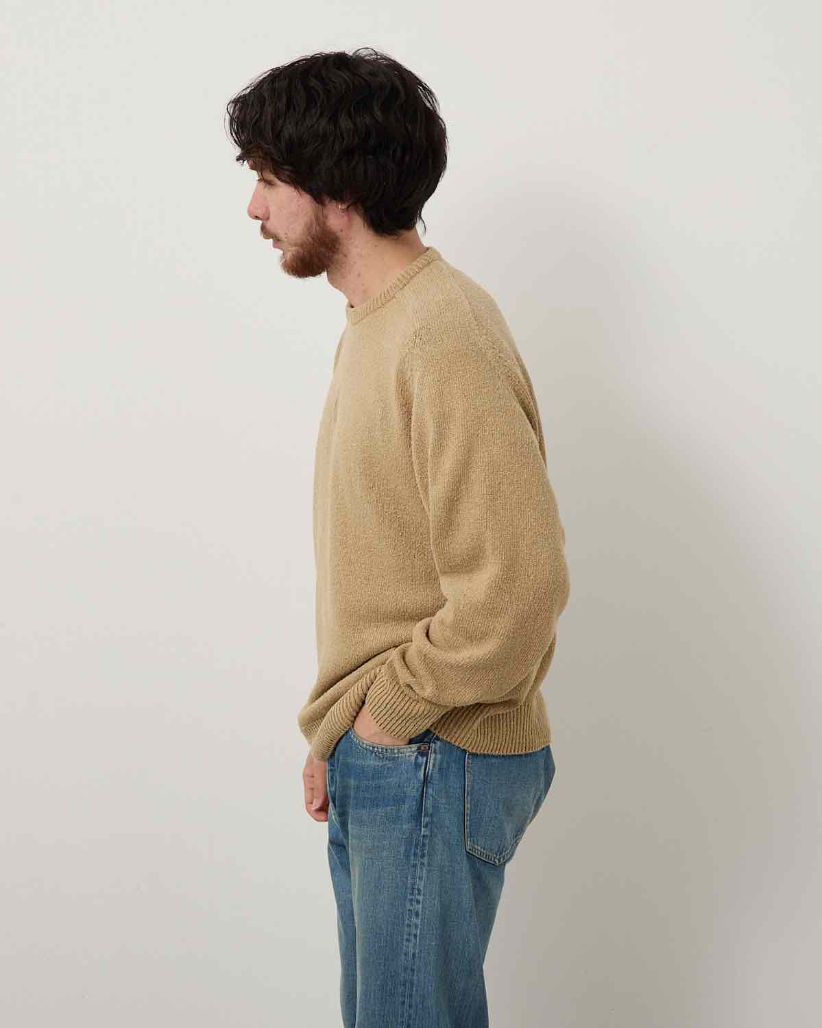 WASHED SILK NEP CREW NECK SWEATER