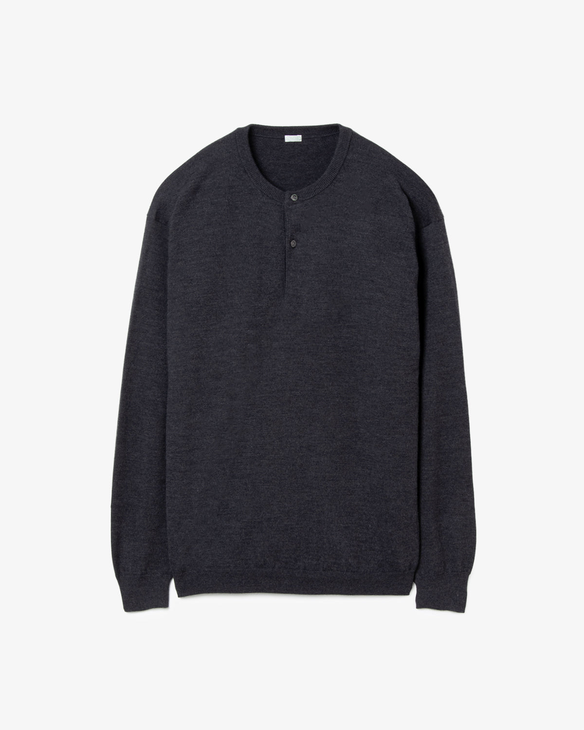 WOOL KNIT HENLEY NECK SWEATER