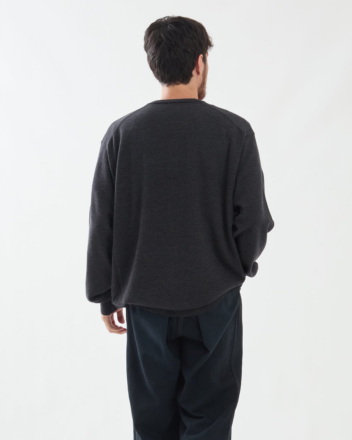 WOOL KNIT HENLEY NECK SWEATER