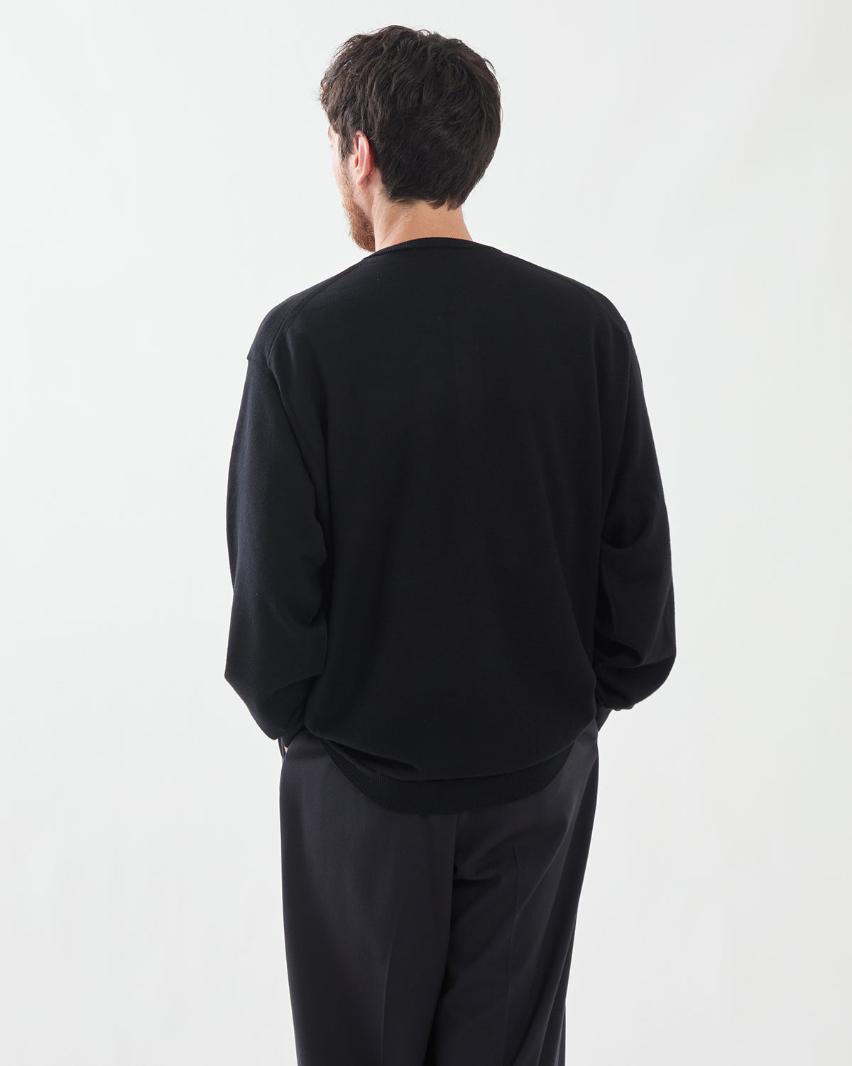 WOOL KNIT HENLEY NECK SWEATER