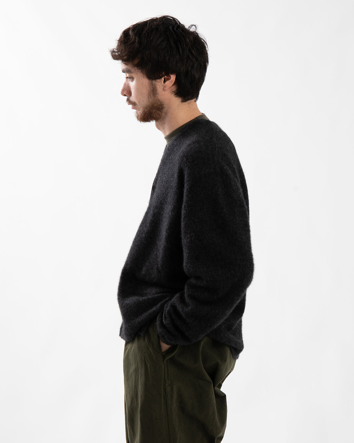 BRUSHED CASHMERE MIDDLE GAUGE CARDIGAN