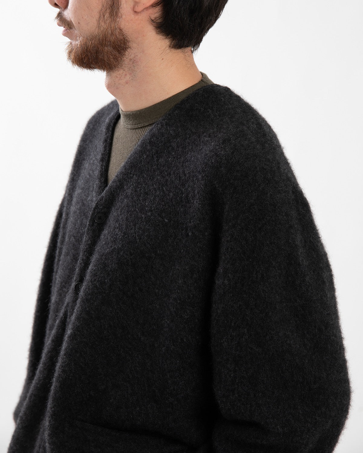 BRUSHED CASHMERE MIDDLE GAUGE CARDIGAN