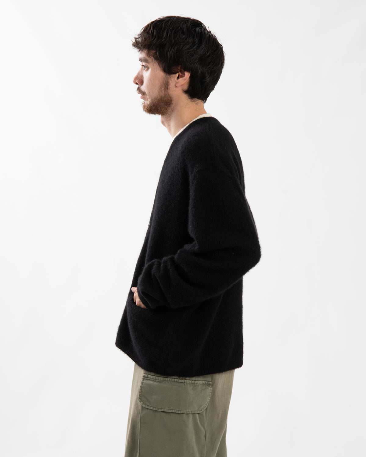 BRUSHED CASHMERE MIDDLE GAUGE CARDIGAN