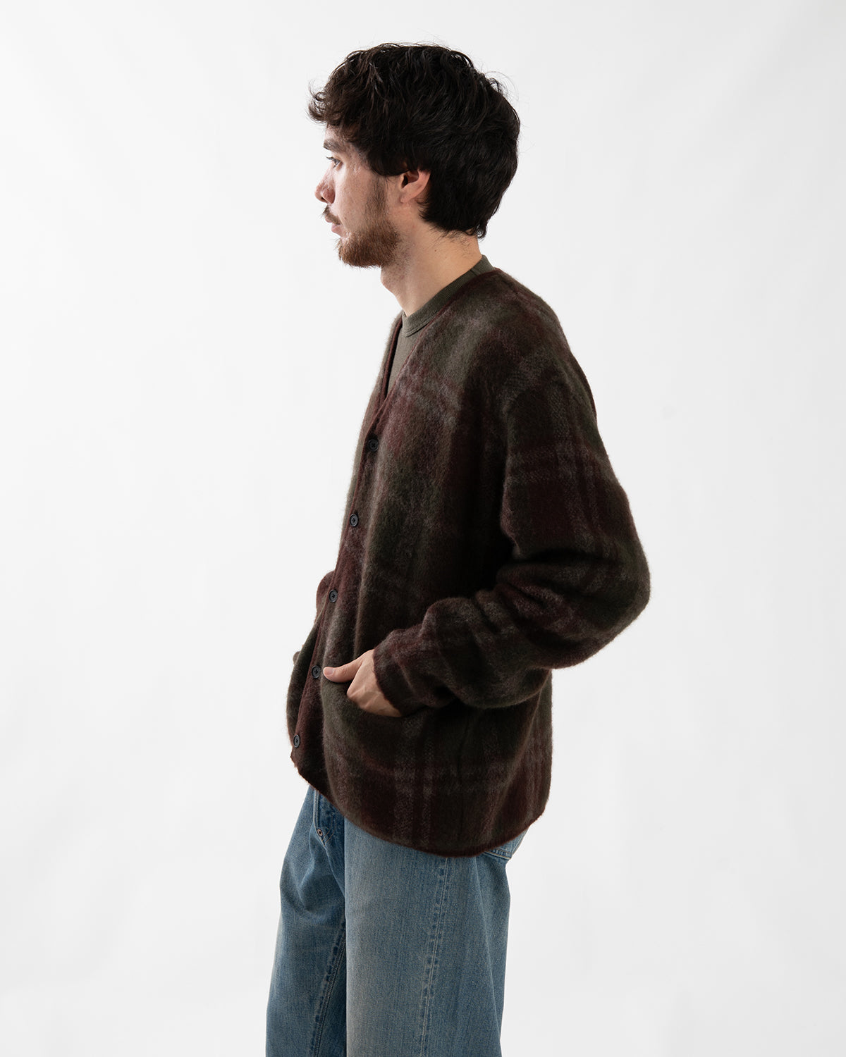 BRUSHED CASHMERE MIDDLE GAUGE CARDIGAN
