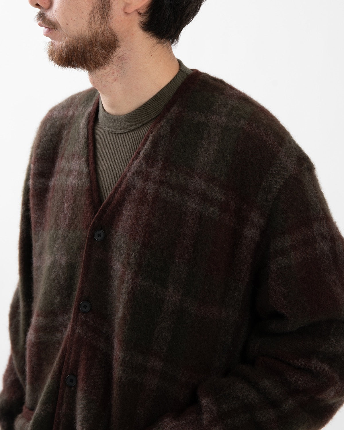 BRUSHED CASHMERE MIDDLE GAUGE CARDIGAN