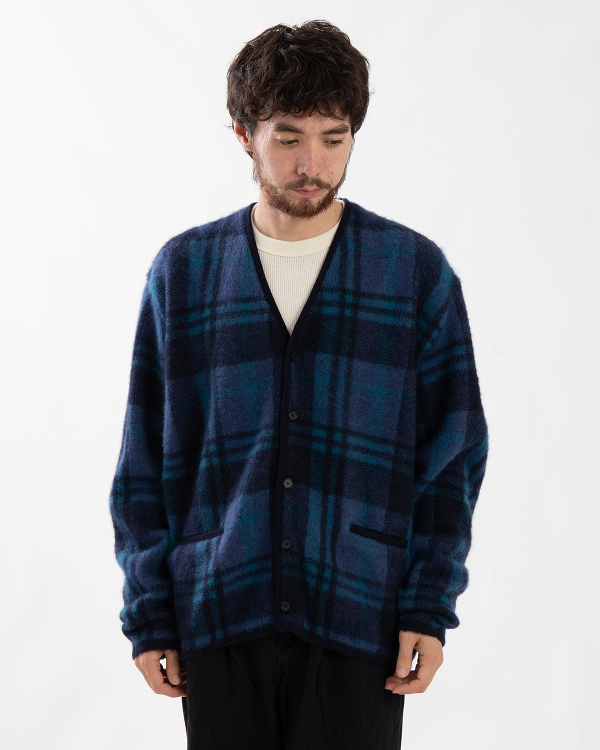 BRUSHED CASHMERE MIDDLE GAUGE CARDIGAN