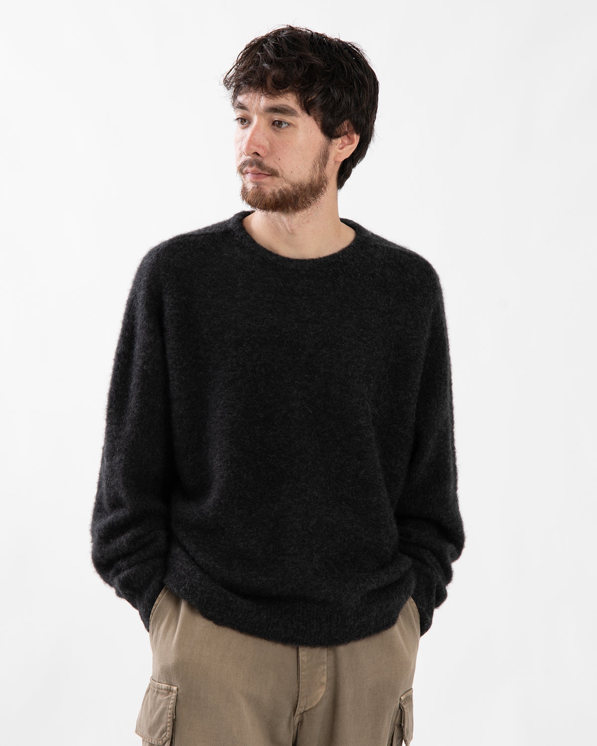 BRUSHED CASHMERE MIDDLE GAUGE PULLOVER SWEATER