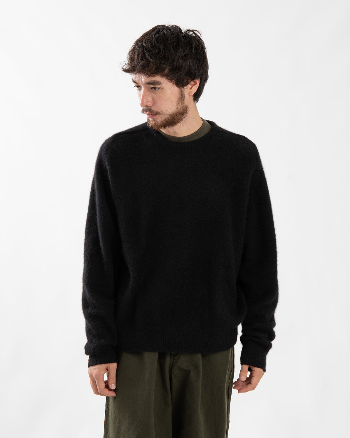BRUSHED CASHMERE MIDDLE GAUGE PULLOVER SWEATER