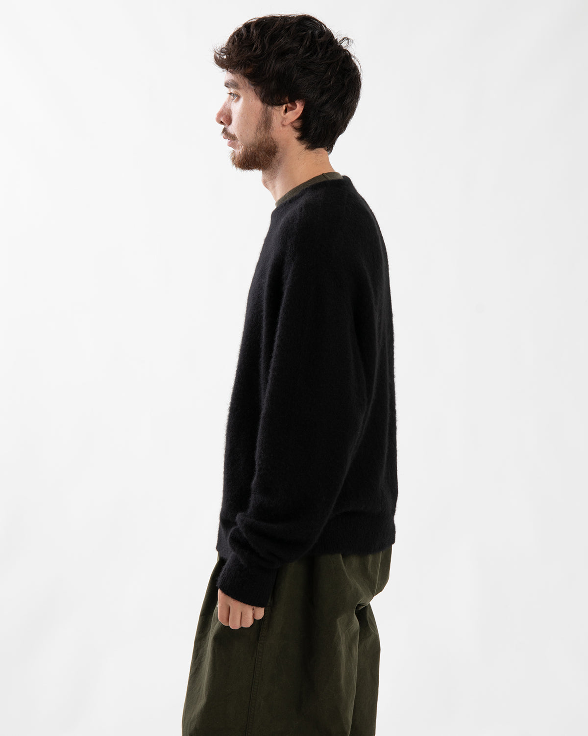 BRUSHED CASHMERE MIDDLE GAUGE PULLOVER SWEATER