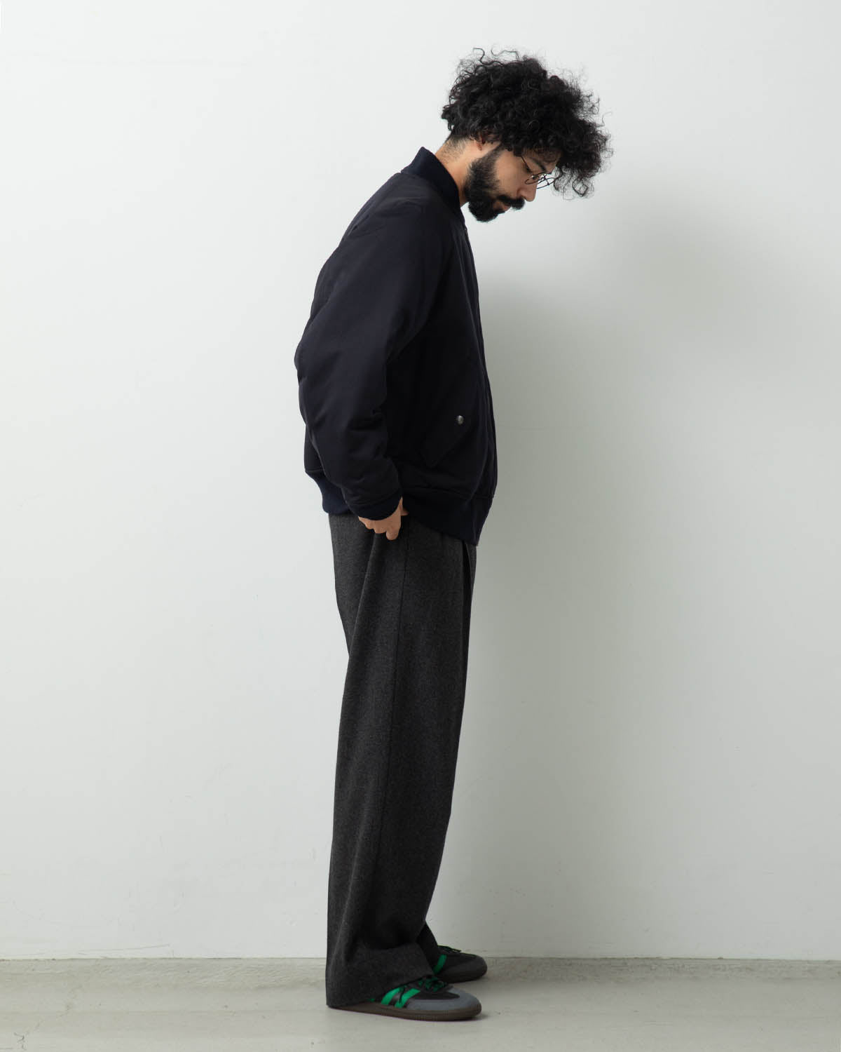 CASHMERE LIGHT FLANNEL WIDE TAPERED TROUSERS