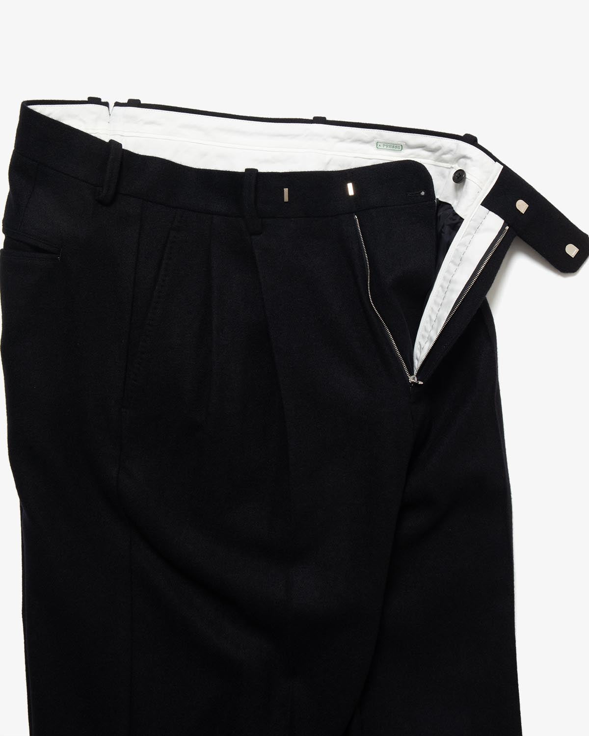 CASHMERE LIGHT FLANNEL WIDE TAPERED TROUSERS