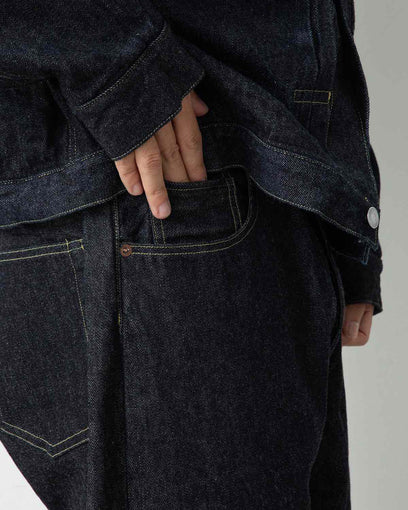 WASHED DENIM WIDE PANTS