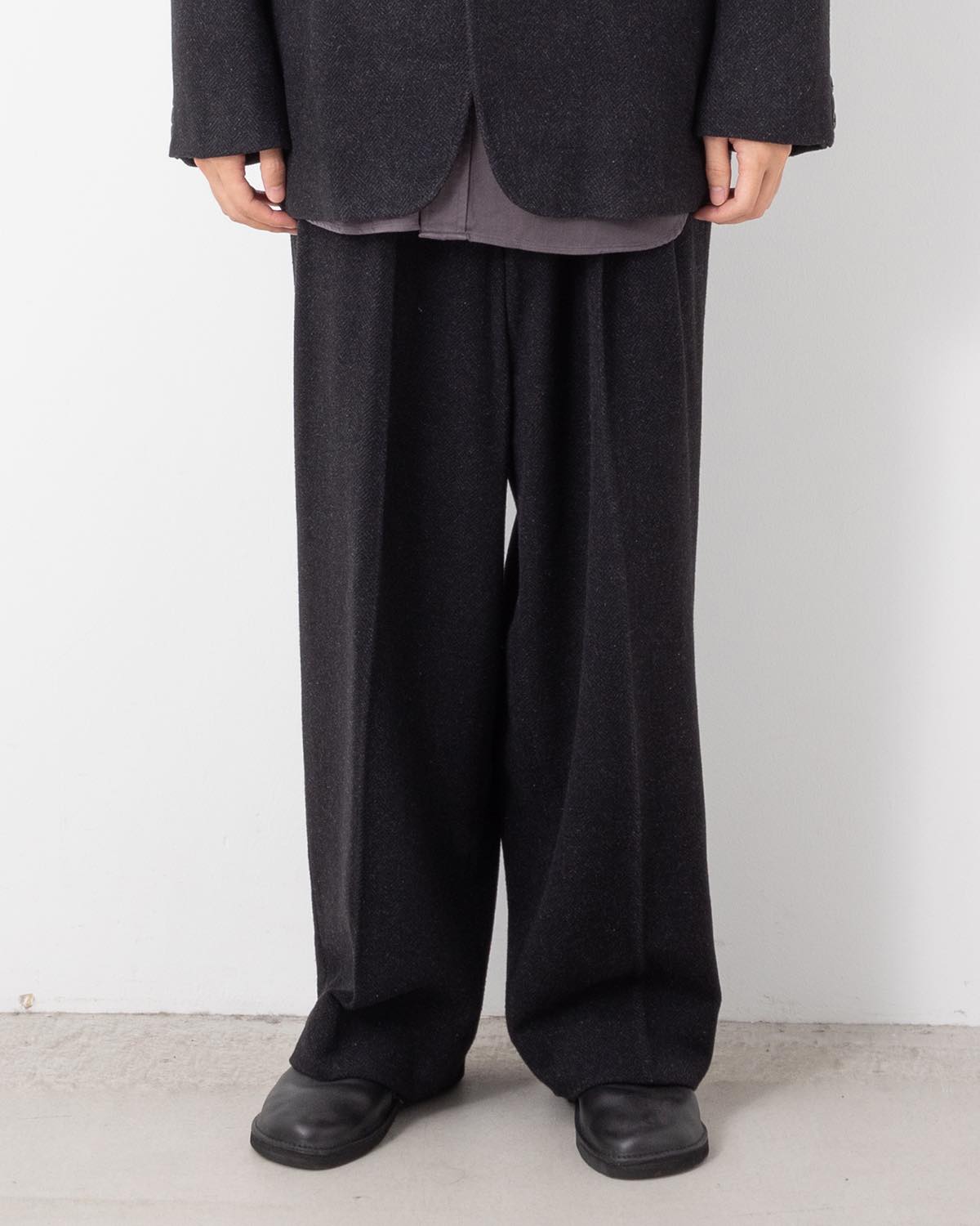SILK CASHMERE TWEED WIDE TROUSERS
