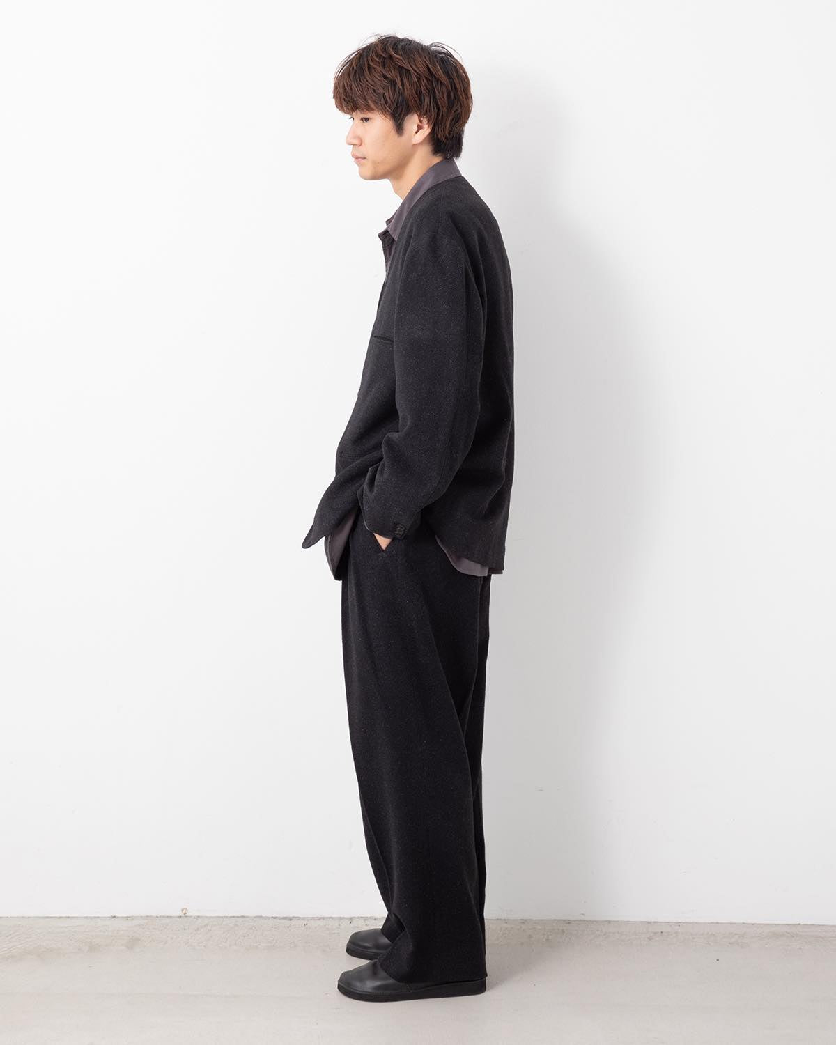 SILK CASHMERE TWEED WIDE TROUSERS