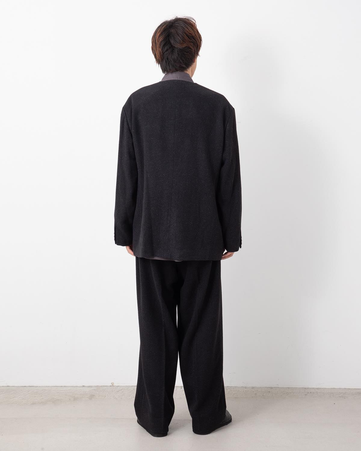 SILK CASHMERE TWEED WIDE TROUSERS